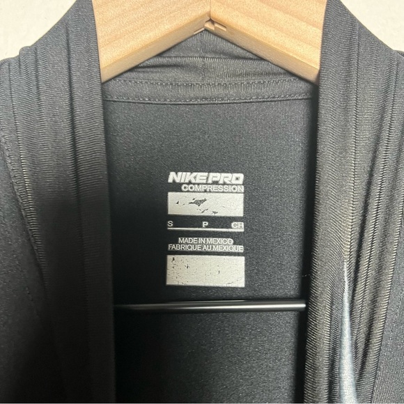 Nike Pro Men Shirt Small Black Long Sleeve Mock Neck Fitted Football Performance - Picture 6 of 7